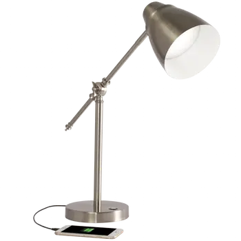 Brushed Silver LED Adjustable Desk Lamp