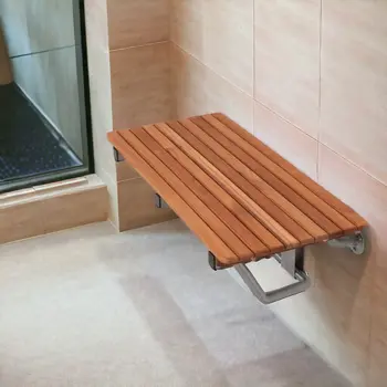 28" Brown Premium Wall Mount Teak Shower Bench