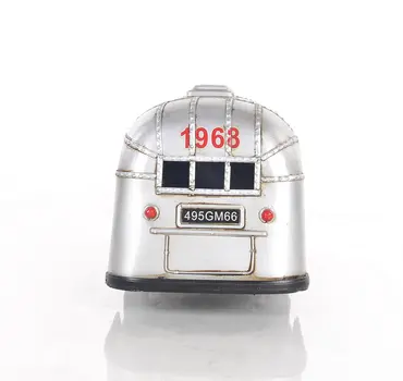 6" Silver Metal Hand Painted Silver Camping Trailer Model Car