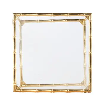 23" Gold Glass Top Square End Table With Shelf