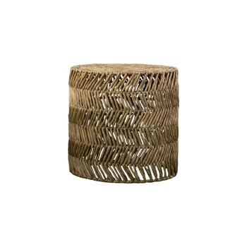 Set Of Two 18" Natural Woven Rattan End Tables