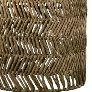 Set Of Two 18" Natural Woven Rattan End Tables