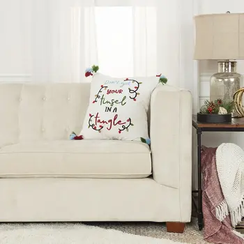 Ivory Tinsel In A Tangle Dimensional Throw Pillow