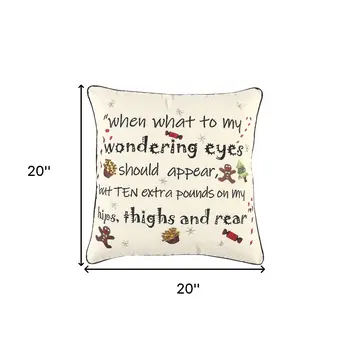 Ivory and Black Modern Christmas Sentiment Whimsical Throw Pillow