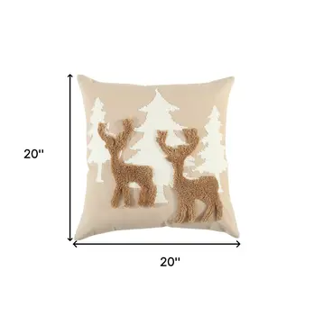 Shades of Brown and Cream Deer Decorative Throw Pillow