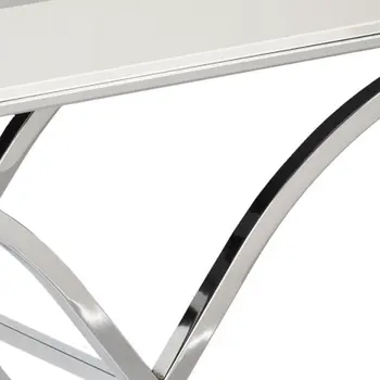 42" Silver Mirrored Glass Cross Leg Console Table