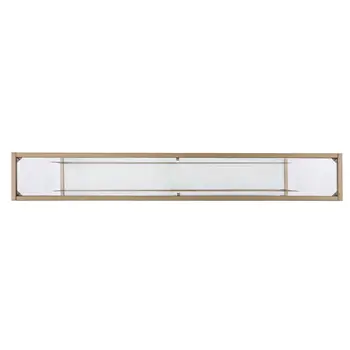56" Clear and Gold Glass Mirrored Frame Console Table With Shelves