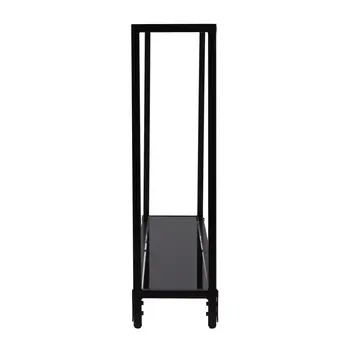 56" Clear and Black Glass Frame Console Table With Shelves
