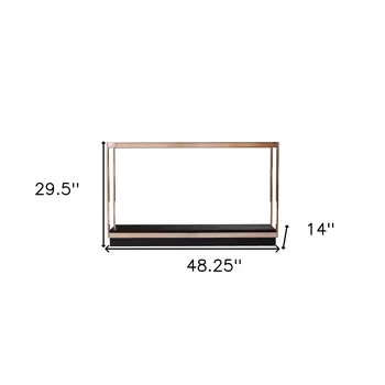 48" Clear Black and Champagne Glass Floor Shelf Console Table With Shelf