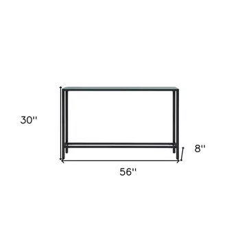 56" Black Mirrored Glass Console Table