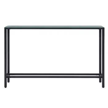 56" Black Mirrored Glass Console Table