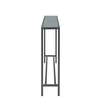 56" Silver and Gunmetal Mirrored Glass Console Table