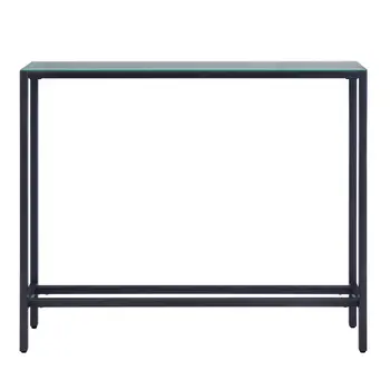 36" Black and Gunmetal Mirrored Glass Console Table