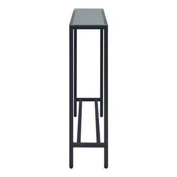 36" Black and Gunmetal Mirrored Glass Console Table