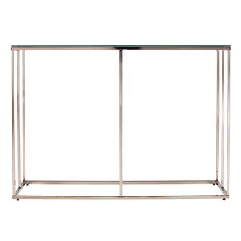 42" Clear and Gold Glass Frame Console Table