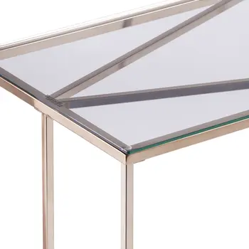 42" Clear and Gold Glass Frame Console Table