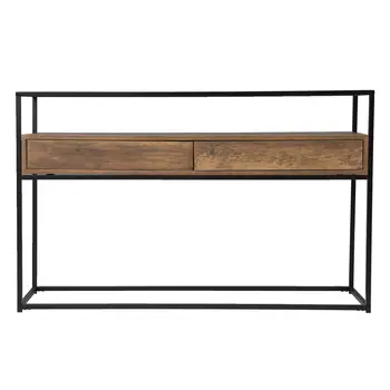 48" Clear and Black Glass Frame Console Table With Storage With Storage