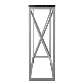 52" Black and Silver Faux Stone Frame Console Table