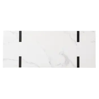 39" White and Black Faux Marble Sled Console Table