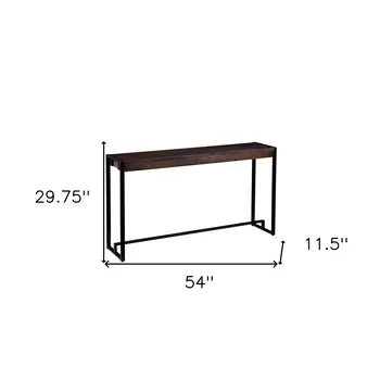 54" Brown and Black Sled Console Table