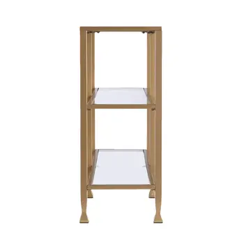 49" Clear and Gold Glass Floor Shelf Console Table With Storage