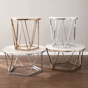 23" Champagne Manufactured Wood And Iron Round End Table