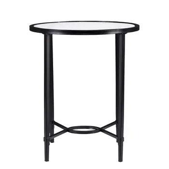 25" Black And Clear Glass Oval End Table