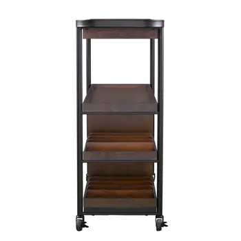 Brown Rolling Bar Cart