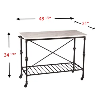 Black and White 49" Rolling Kitchen Island With Storage