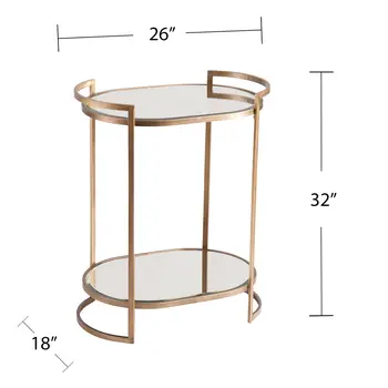 Gold and Silver Metal And Mirrored Glass Bar Cart