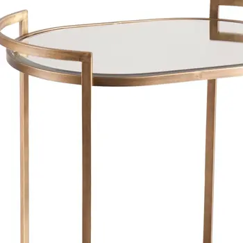 Gold and Silver Metal And Mirrored Glass Bar Cart