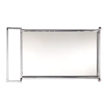 29" Silver Metal and Mirrored Glass Rolling Bar Cart With Wine Storage