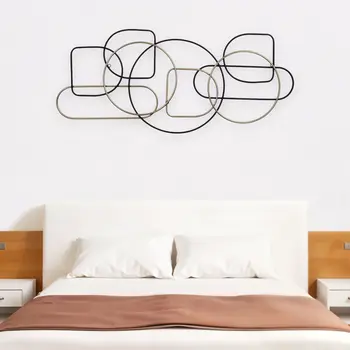 43" Black And Gold Metal Modern Abstract Hanging Dimensional Sculpture