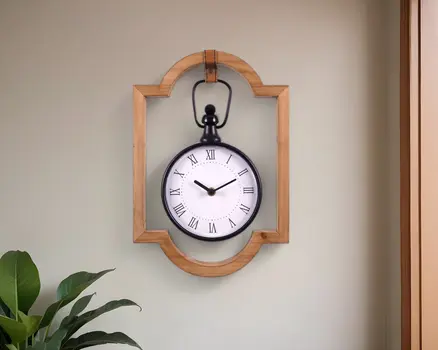 Wooden Frame Hanging Wall Clock
