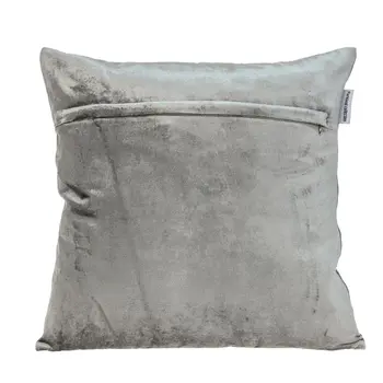 18" Gray and White Velvet Throw Pillow