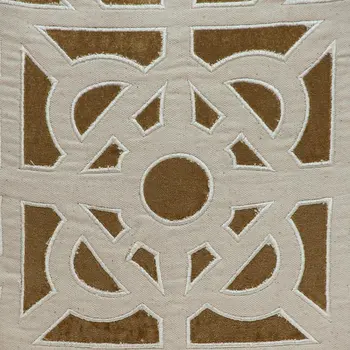 18" Gold And Ivory Geometric Velvet Throw Pillow