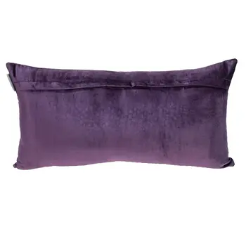 12" X 24" Dark Gray And Purple Color Block Velvet Lumbar Throw Pillow