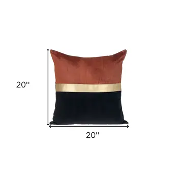 Brown Gold and Black Tufted Velvet Square Pillow
