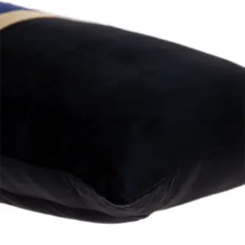 12" X 24" Black Blue and Gold Striped Velvet Throw Pillow