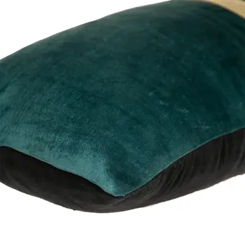 Teal Gold and Black Tufted Velvet Lumbar Pillow