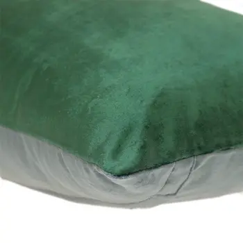 Green Gold and Dark Gray Tufted Velvet Lumbar Pillow