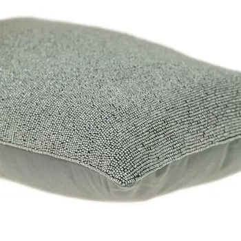Shimmering Silver Beaded Luxury Throw Pillow