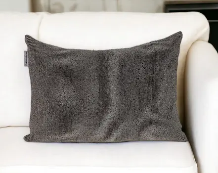 Shimmering Gray Beaded Luxury Throw Pillow