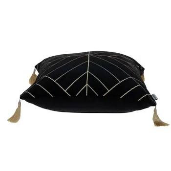 20" Black And Gold Velvet Throw Pillow