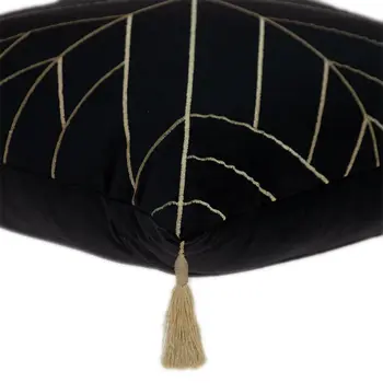 20" Black And Gold Velvet Throw Pillow
