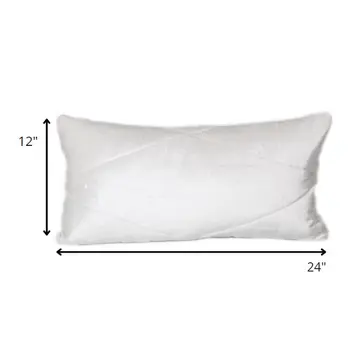 12" X 24" White Velvet Lumbar Throw Pillow