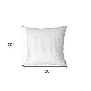 20" White Cotton Blend Throw Pillow