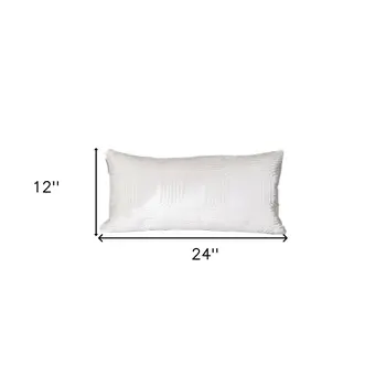 12" X 24" White Cotton Blend Throw Pillow