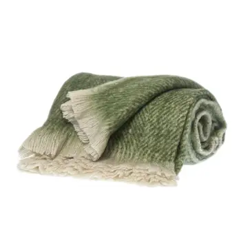 Supreme Soft Green and White Herringbone Handloomed Throw Blanket
