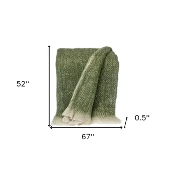 Supreme Soft Green and White Herringbone Handloomed Throw Blanket
